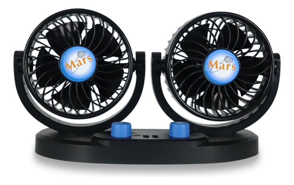 VENTILADOR DOBLE AUTOMÓVIL 12V ACCESORIO VEHÍCULO 360° MARS - 2