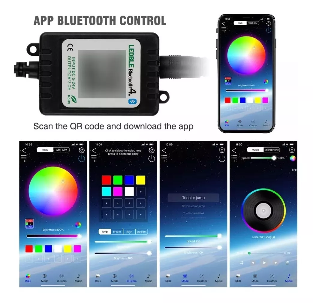 KIT X4 LUCES DE CHASIS RGB EXTERIOR APP BLUETOOTH TUNNING - 5