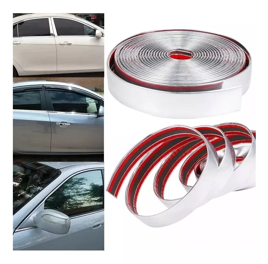 MOLDURA CROMADA 20MM ADHESIVA AUTO TUNING UNIVERSAL /RYC - 1