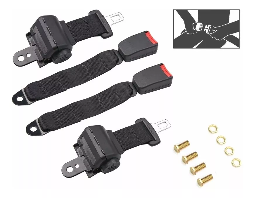 X2 CINTURÓN DE SEGURIDAD RETRACTIL 2PUNTOS UNIVERSAL AUTO - 1