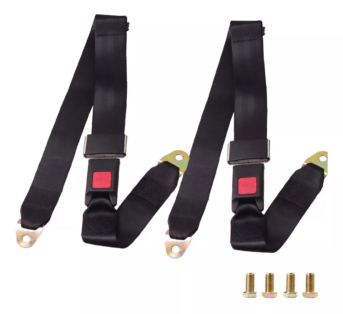 PACK X2 CINTURON DE SEGURIDAD UNIVERSAL 2 PUNTAS NEGRO /RYC - 1