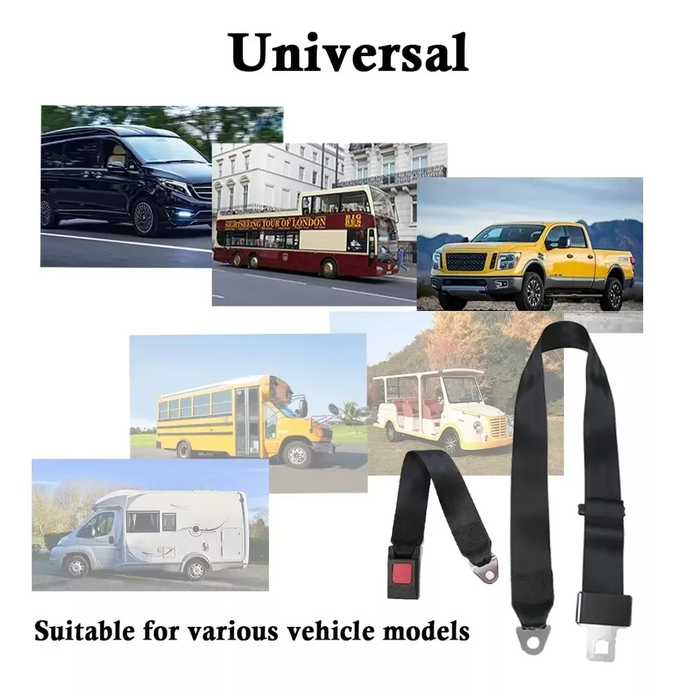 PACK X2 CINTURON DE SEGURIDAD UNIVERSAL 2 PUNTAS NEGRO /RYC - 5