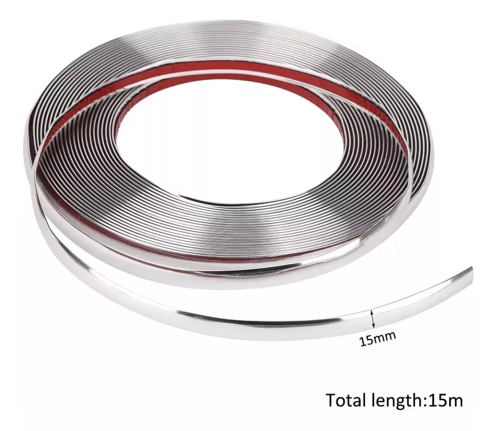 MOLDURA CROMADA 15MM ADHESIVA AUTO TUNING UNIVERSAL /RYC - 2
