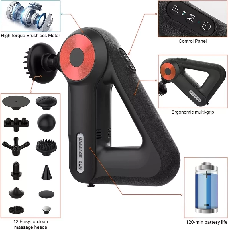 PISTOLA DE MASAJE TRIÁNGULO MASAJEADO RECARGABLE MUSCULAR 12 EN 1 - 4