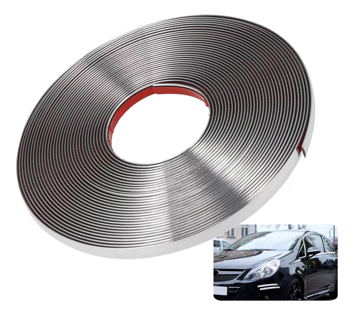 MOLDURA CROMADA 18MM ADHESIVA AUTO TUNING UNIVERSAL /RYC - 1