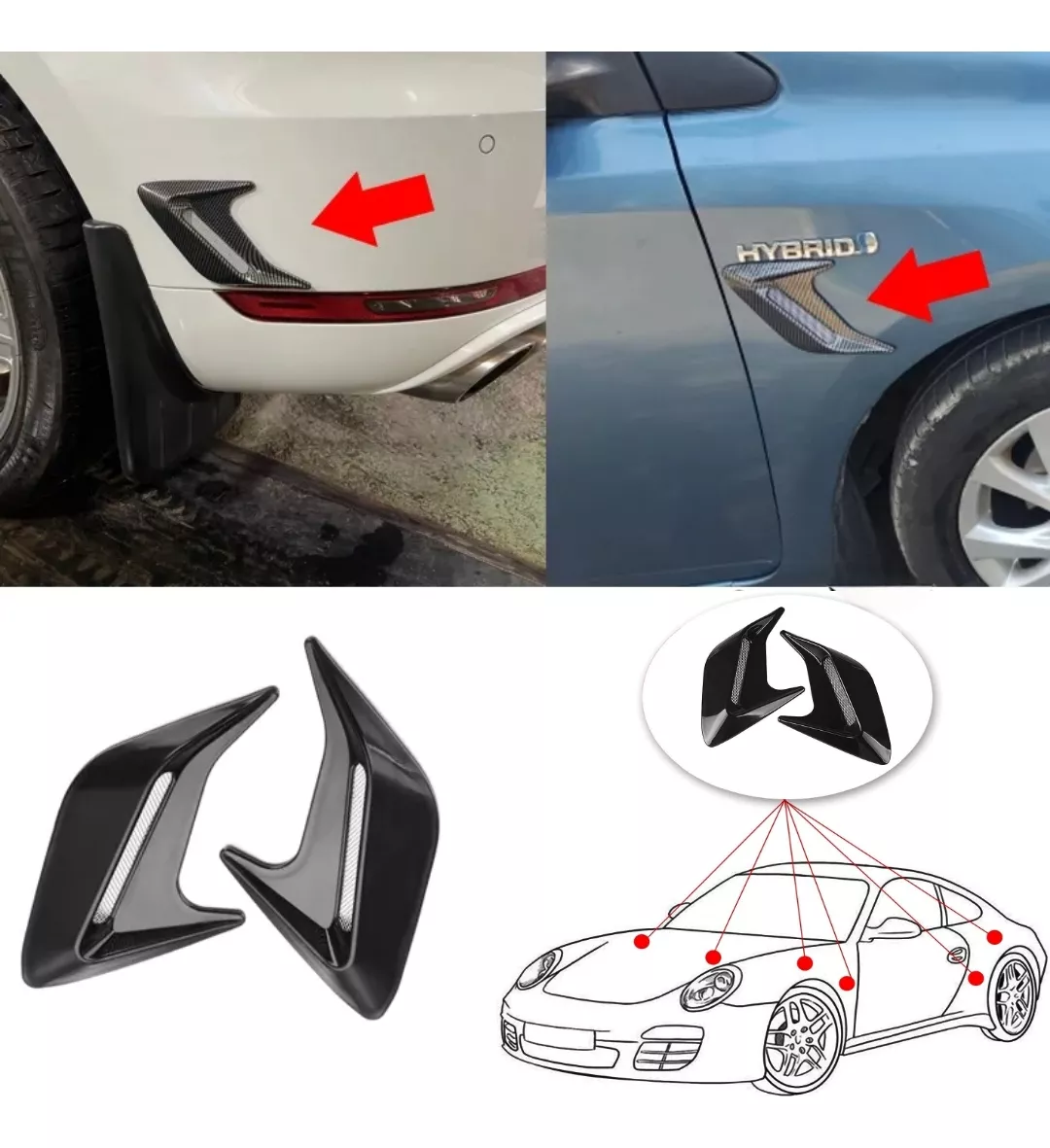 X2 TOMA DE AIRE LATERAL CAPOT TRASERA ADHESIVA AUTO VA-011 - 2
