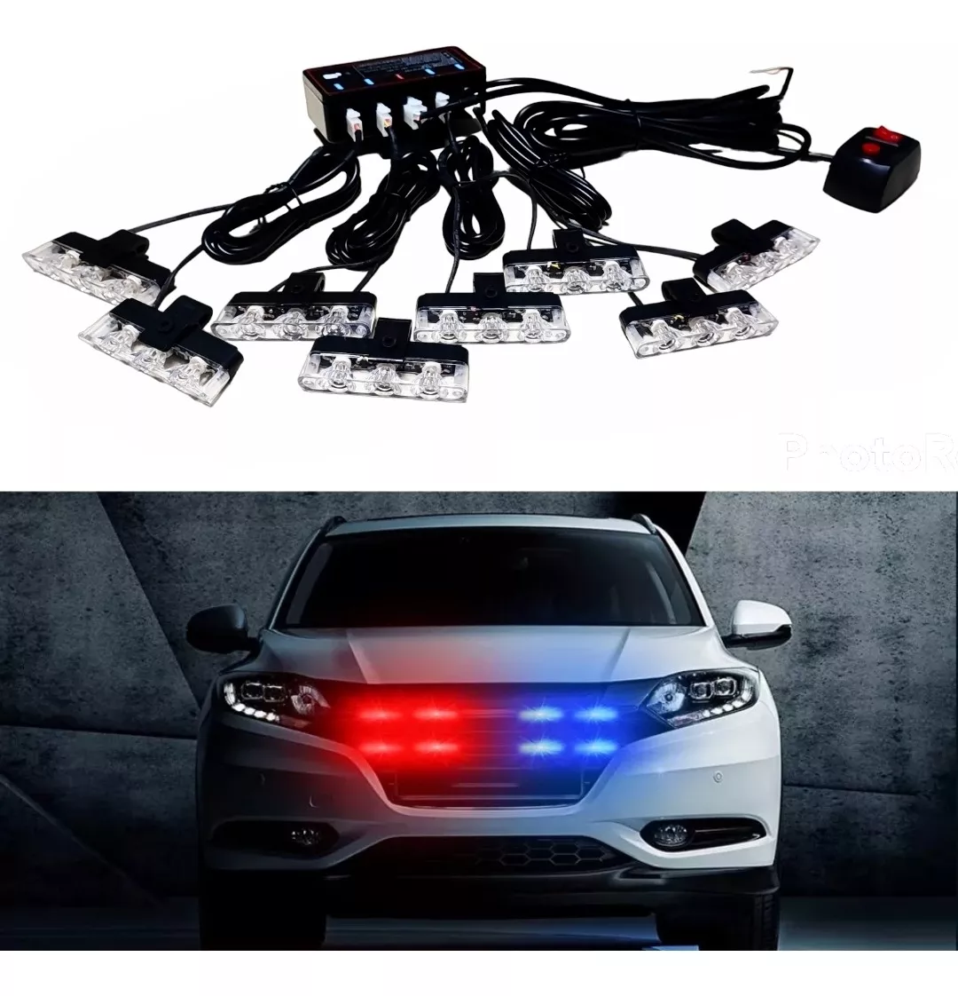 SET BALIZA DE PARACHOQUE 24LED ESTROBO MULTIFUNCIÓN+ CONTROL - 2
