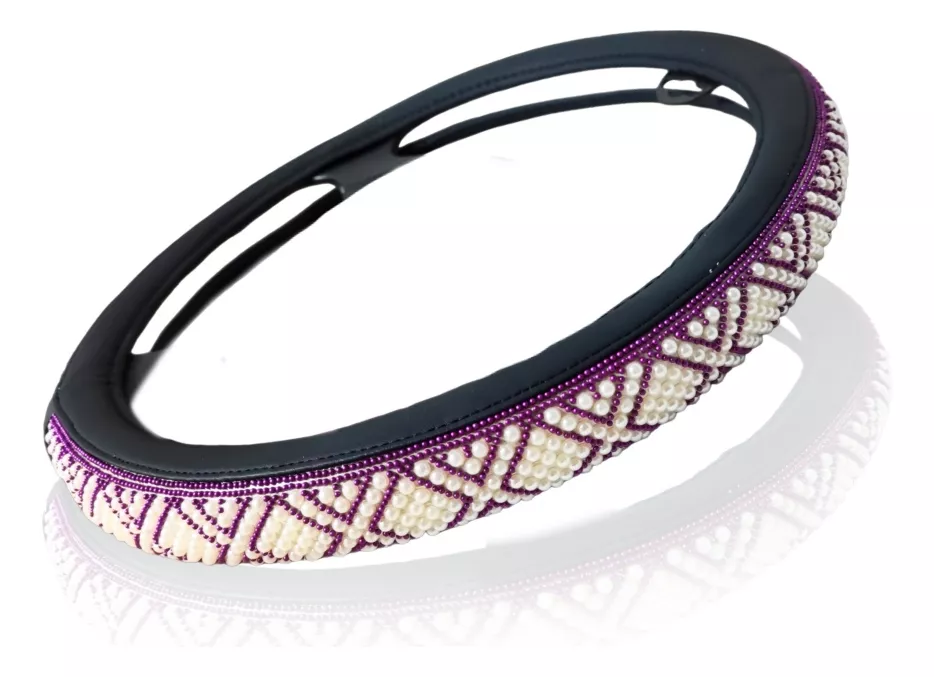 FUNDA CUBRE VOLANTE ECO CUERO CN DISEÑO PERLAS UNIVERSAL AUT - 1