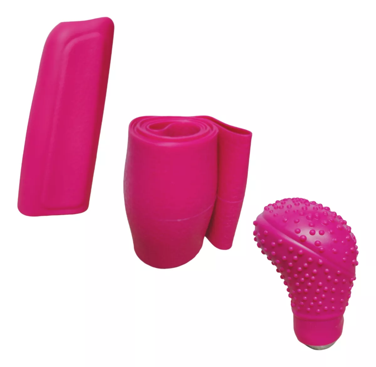 KIT SILICÓN CUBRE VOLANTE POMO Y FRENO DE MANO LAVABLE ROSA - 2