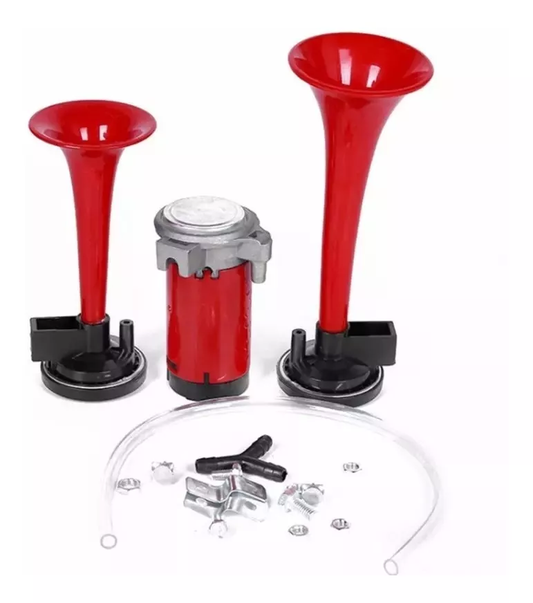 BOCINA MADE IN CHINA DOBLE ELÉCTRICA TROMPETA AIRE + COMPRESO AUTO 12V - 1