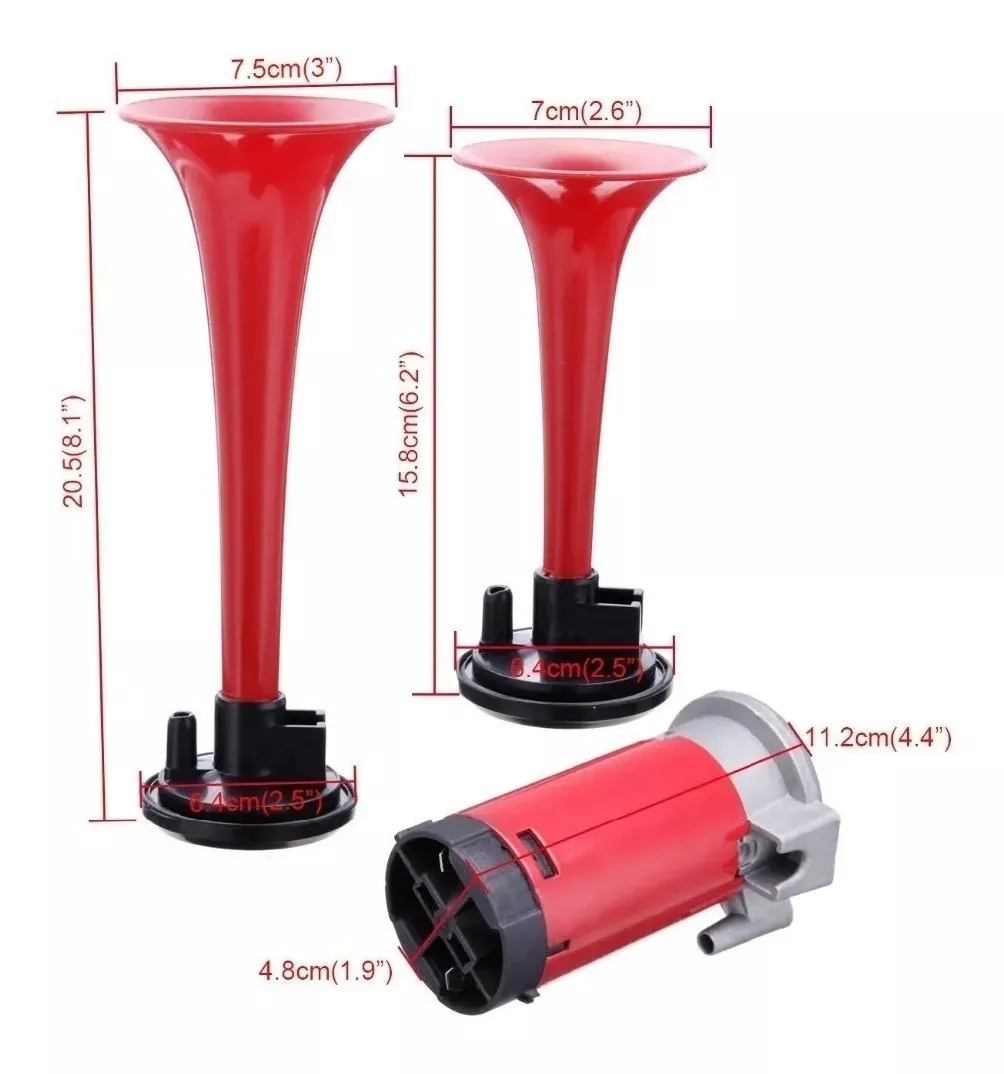 BOCINA MADE IN CHINA DOBLE ELÉCTRICA TROMPETA AIRE + COMPRESO AUTO 12V - 3