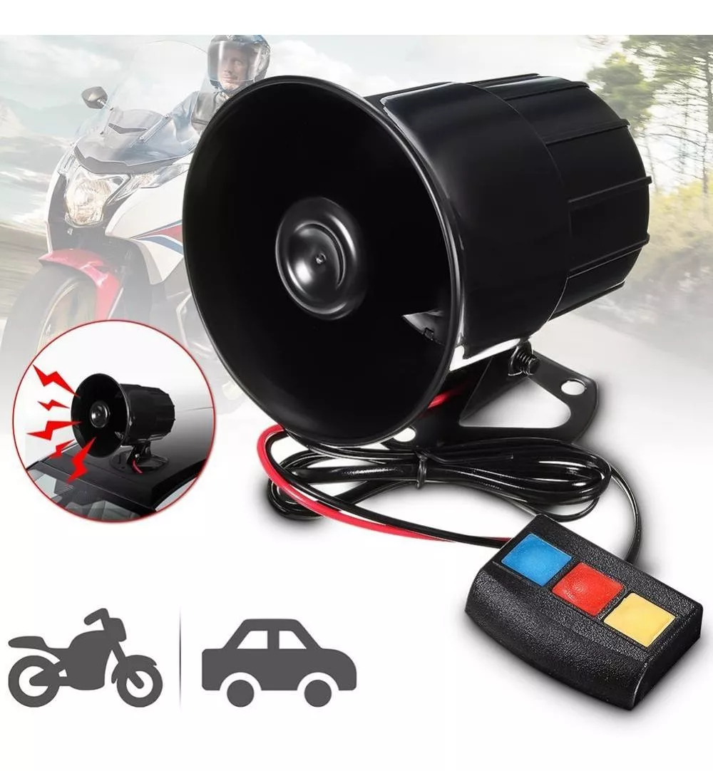 BOCINA SIRENA POLICIAL PATO 3 TONOS AUTO MOTO 12V UNIVERSAL - 2