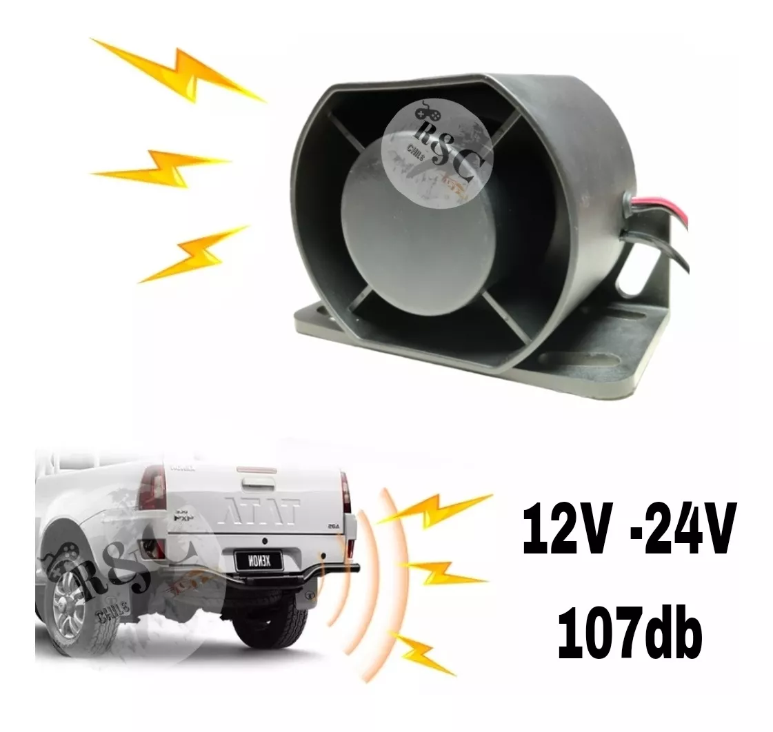 BOCINA RETROCESO 12/24V ALARMA 8TONOS + CONTROL ADVERTENCIA - 4