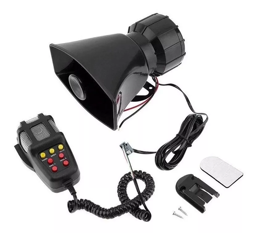 BOCINA UNIVERSAL POLICIAL SIRENA CARABINERO 7 TONOS MEGAFONO 100W 12V - 1