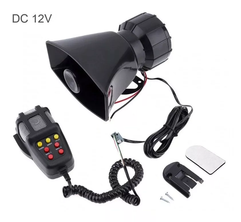 BOCINA UNIVERSAL POLICIAL SIRENA CARABINERO 7 TONOS MEGAFONO 100W 12V - 2