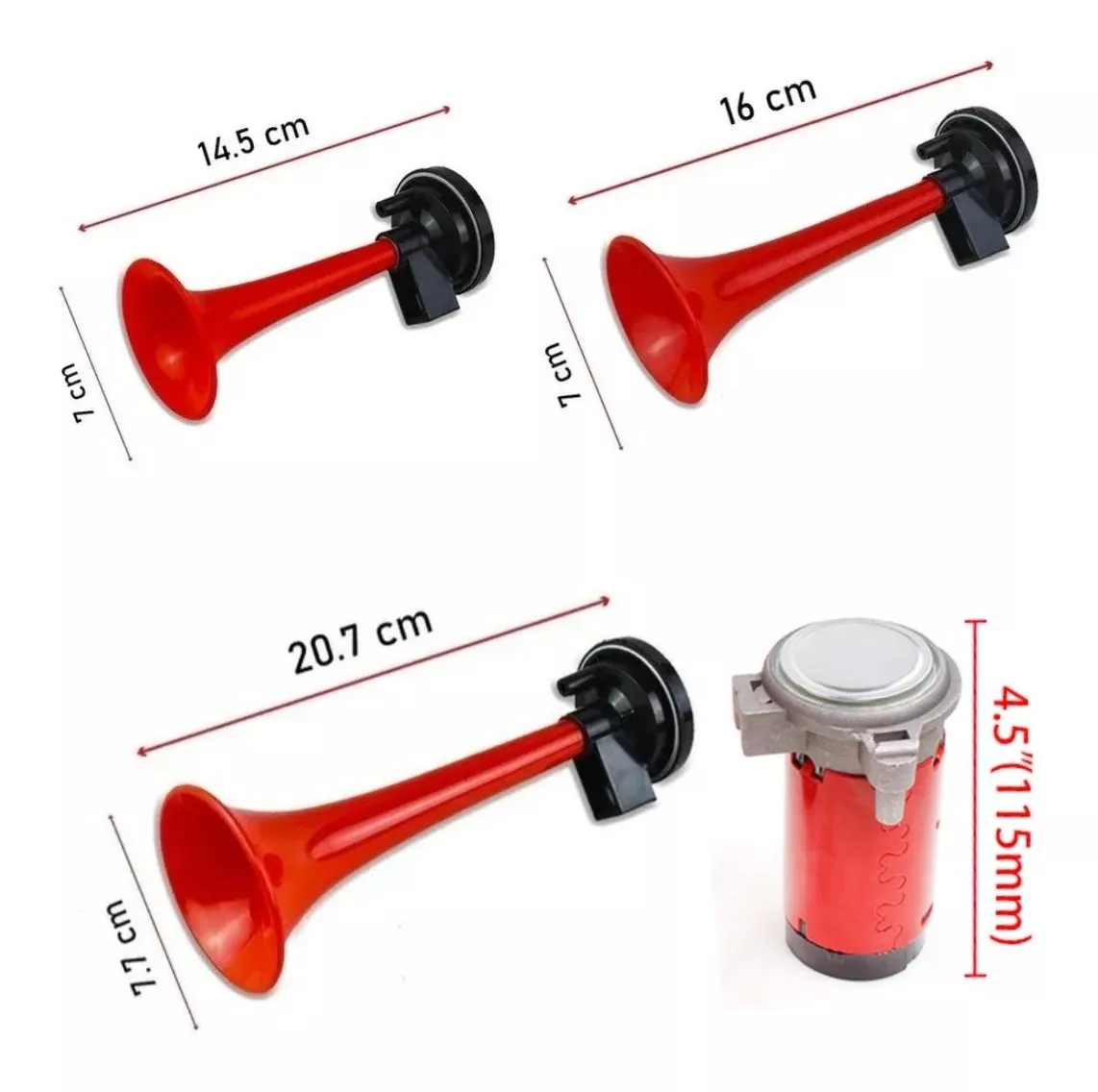 BOCINA ELÉCTRICA TRES TROMPETAS AIRE + COMPRESOR AUTO 12V - 4