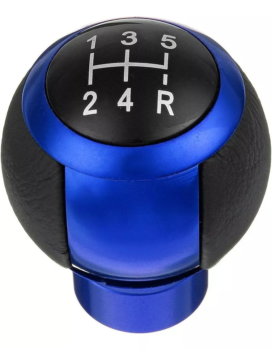 POMO PALANCA DE CAMBIO REDONDO ECO CUERO NEGRO-AZUL 71A - 2