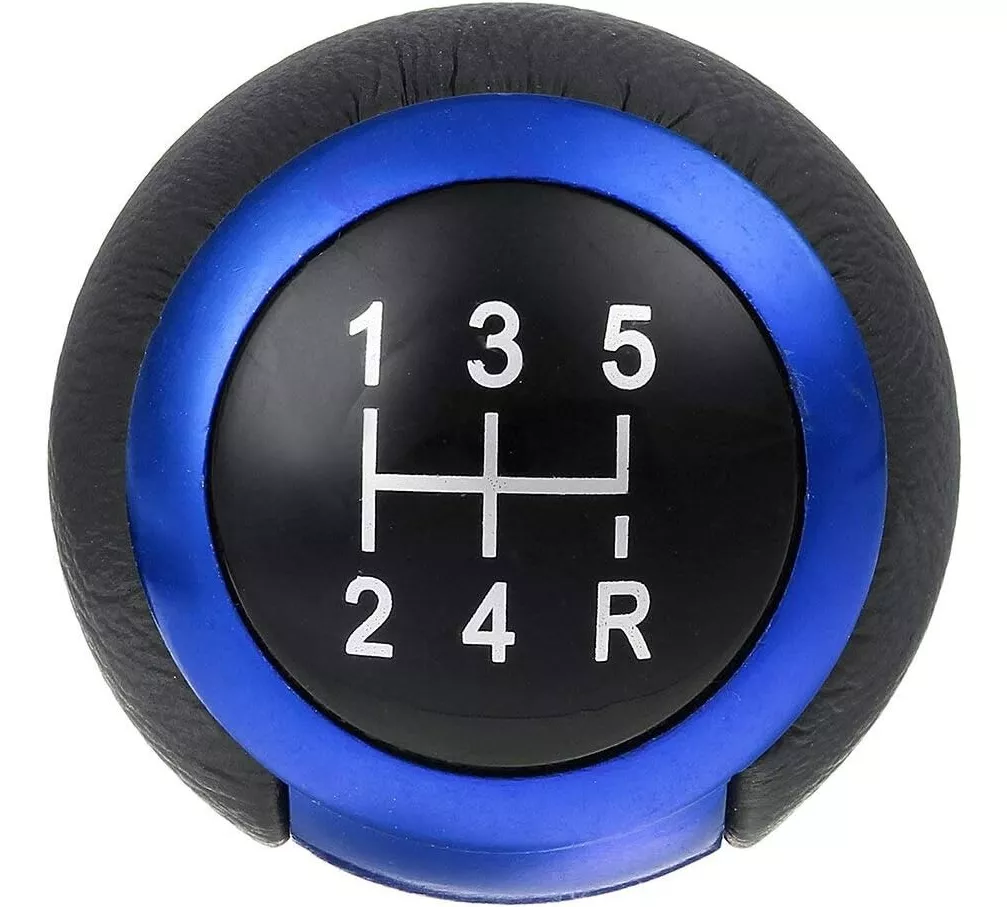 POMO PALANCA DE CAMBIO REDONDO ECO CUERO NEGRO-AZUL 71A - 3