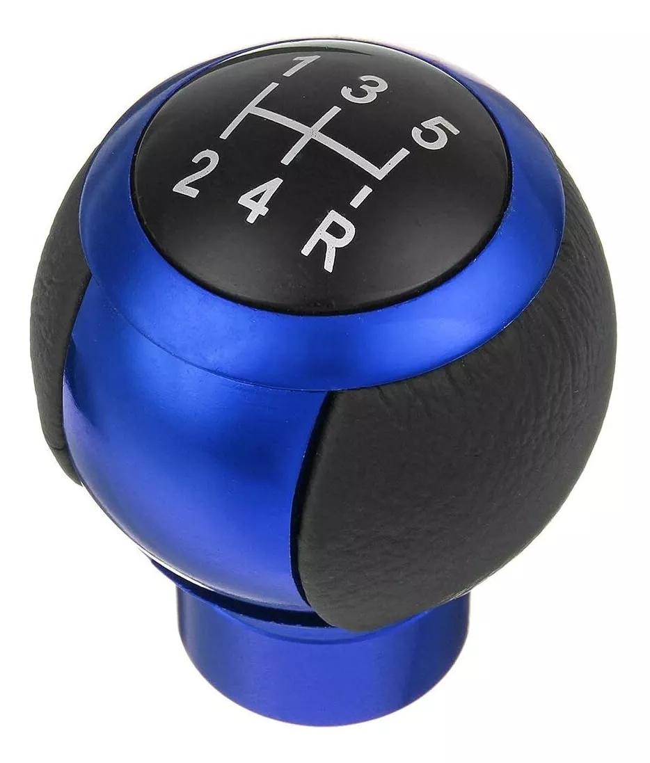 POMO PALANCA DE CAMBIO REDONDO ECO CUERO NEGRO-AZUL 71A - 5
