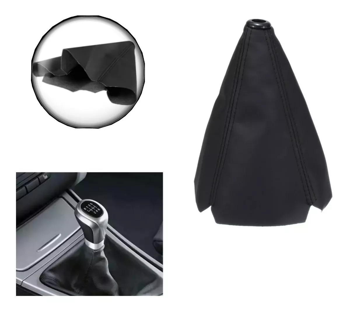 FUNDA CUBRE PALANCA DE CAMBIOS ECO CUERO NEGRO AUTO UNIVERSA - 3
