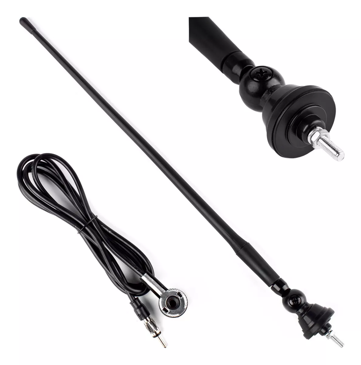 ANTENA DE RADIO AM/FM PARA AUTO 34CM + BASE + CABLE 140CM - 1