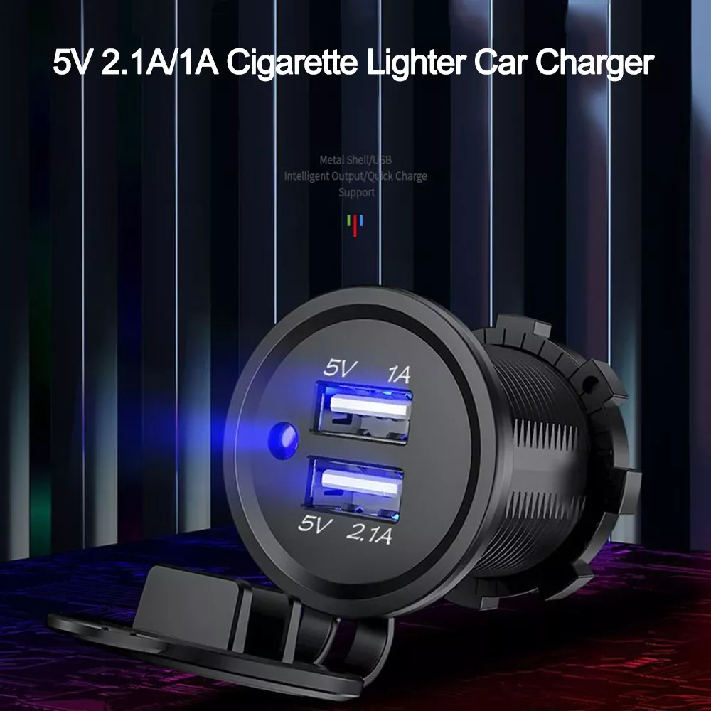 ADAPTADOR DOBLE USB ENCHUFE ENCENDEDOR CON LUZ 12V 1A/2.1A - 3