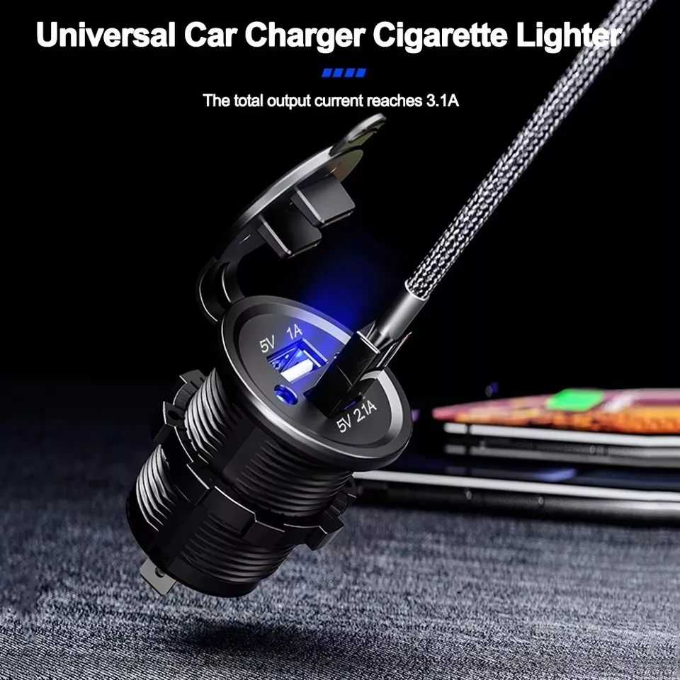 ADAPTADOR DOBLE USB ENCHUFE ENCENDEDOR CON LUZ 12V 1A/2.1A - 4