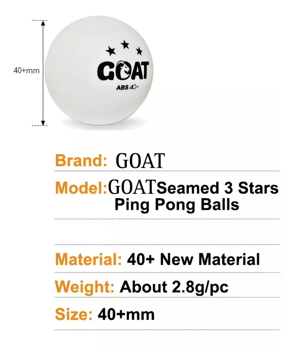 SET DE 50 PELOTAS DE PING PONG TENIS DE MESA GOAT 3 ESTRELLA - 5