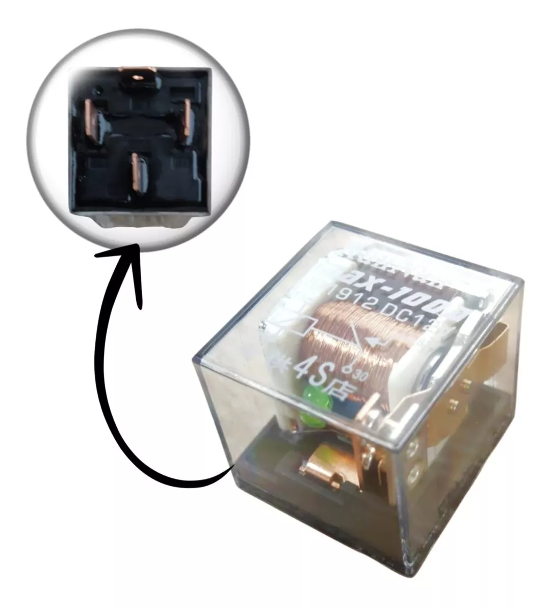 X10 RELAY TRANSPARENTE 12V 100A 4 PATAS RELÉ AUTO 4PIN /RYC - 2