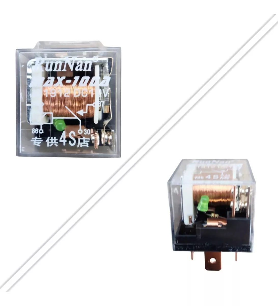 X10 RELAY TRANSPARENTE 12V 100A 4 PATAS RELÉ AUTO 4PIN /RYC - 3