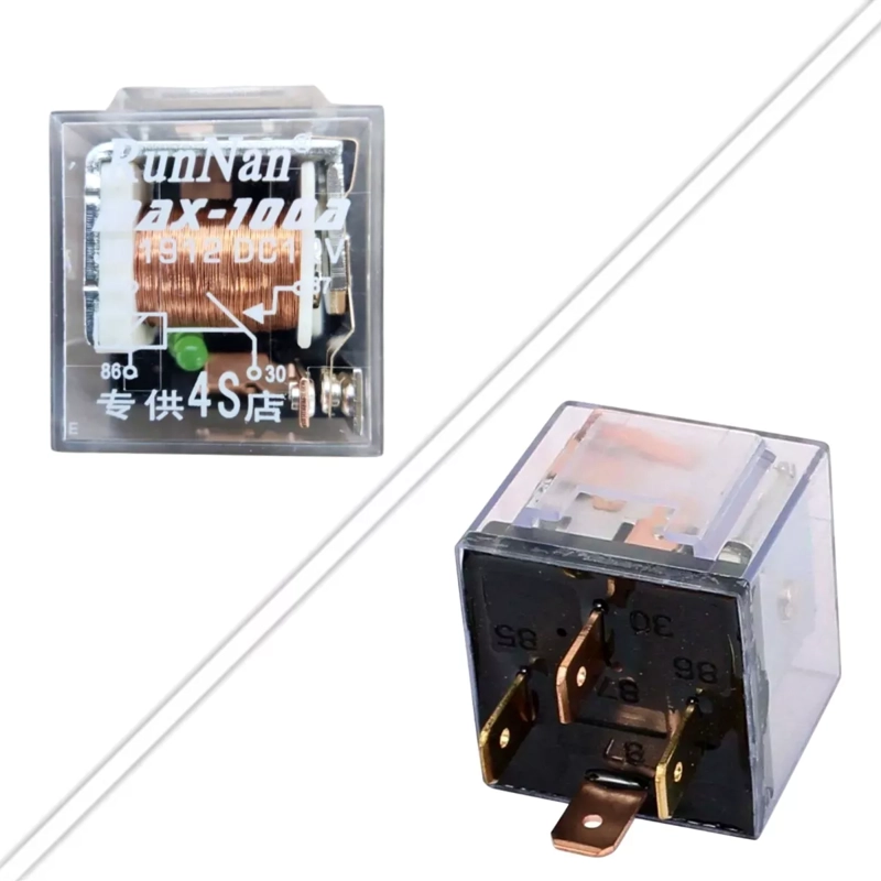X10 RELAY TRANSPARENTE 12V 100A 4 PATAS RELÉ AUTO 4PIN /RYC - 4