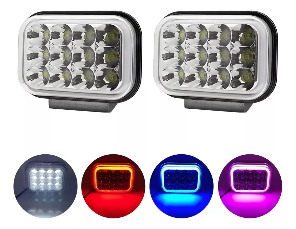 X2 NEBLINERO 12 LED ARO RGB 5FUNCIONES AUTO MOTO FOCO 12-24V - 1