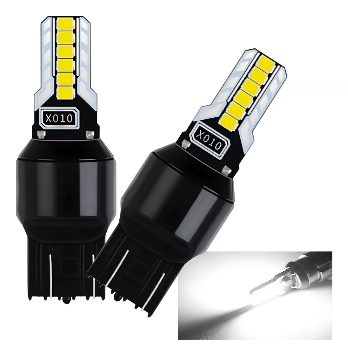X2 AMPOLLETA LED T20 BLANCO ÁMBAR 7440/7443 12LED 12V AUTO - 1