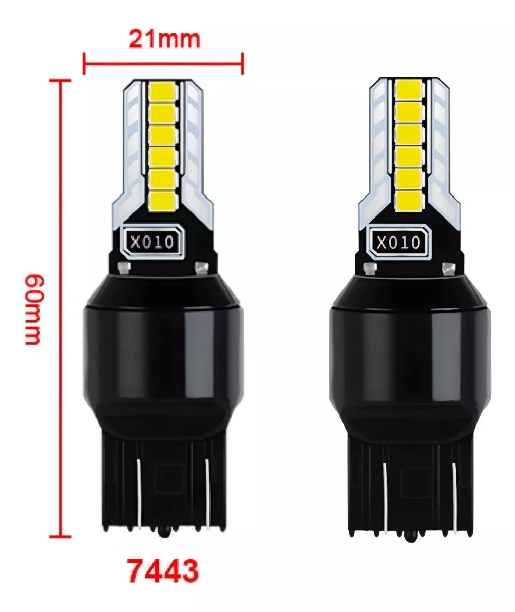 X2 AMPOLLETA LED T20 BLANCO ÁMBAR 7440/7443 12LED 12V AUTO - 2