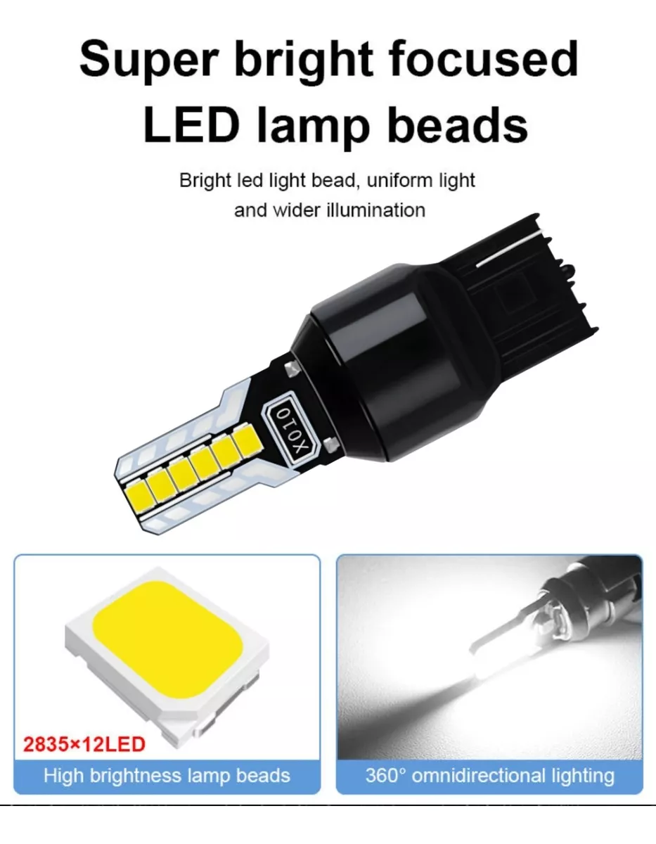 X2 AMPOLLETA LED T20 BLANCO ÁMBAR 7440/7443 12LED 12V AUTO - 4