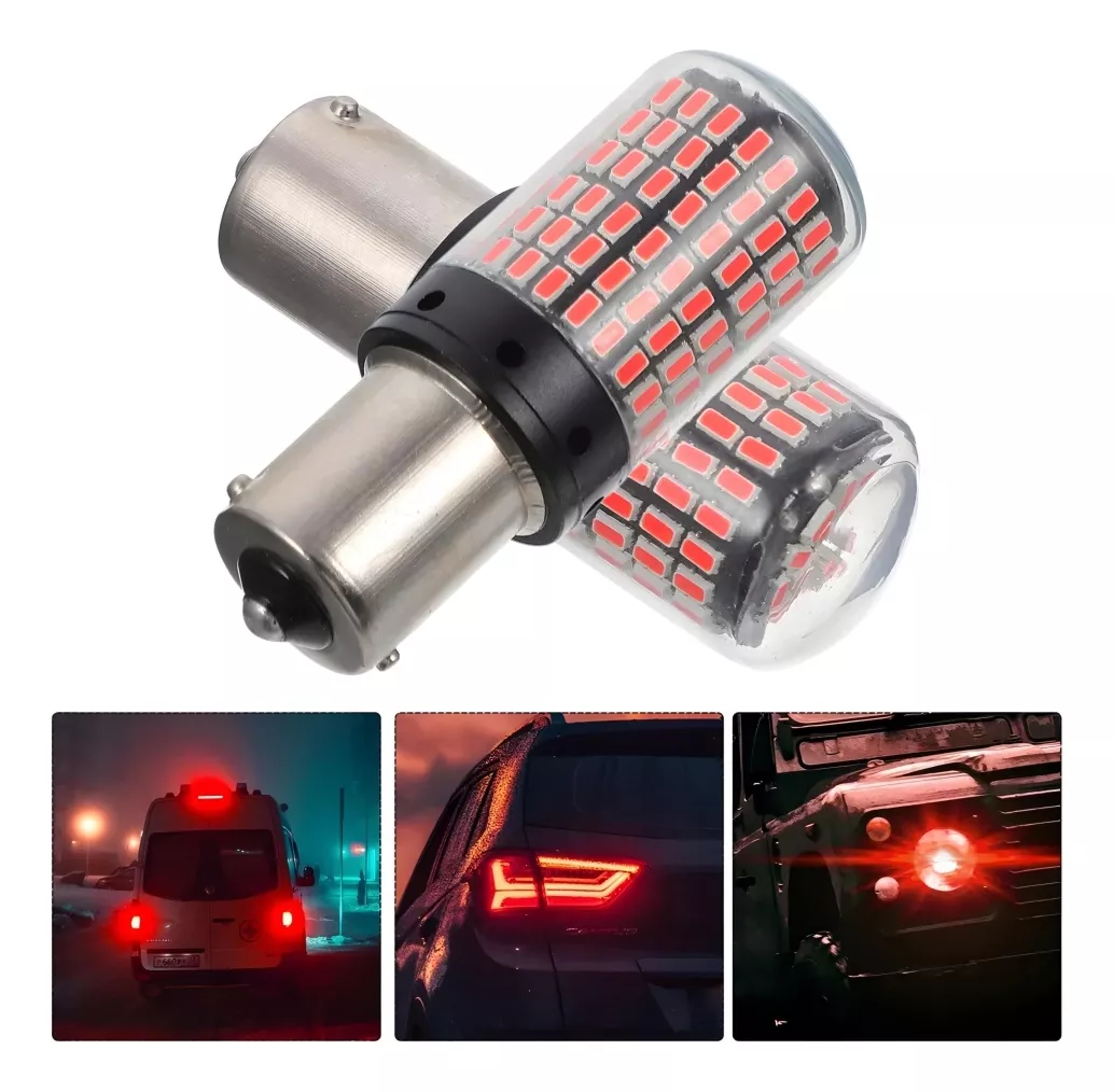 X2 AMPOLLETA 144 LED LUZ FRENO CANBUS 1 CONTACTO 1156 ROJO - 1