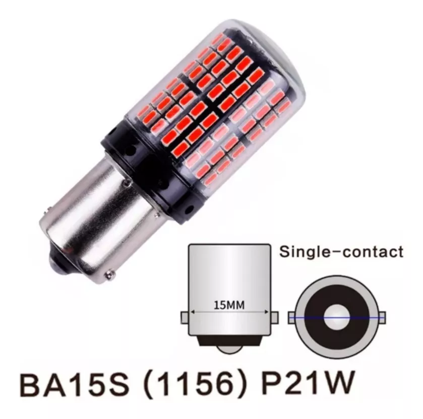 X2 AMPOLLETA 144 LED LUZ FRENO CANBUS 1 CONTACTO 1156 ROJO - 2