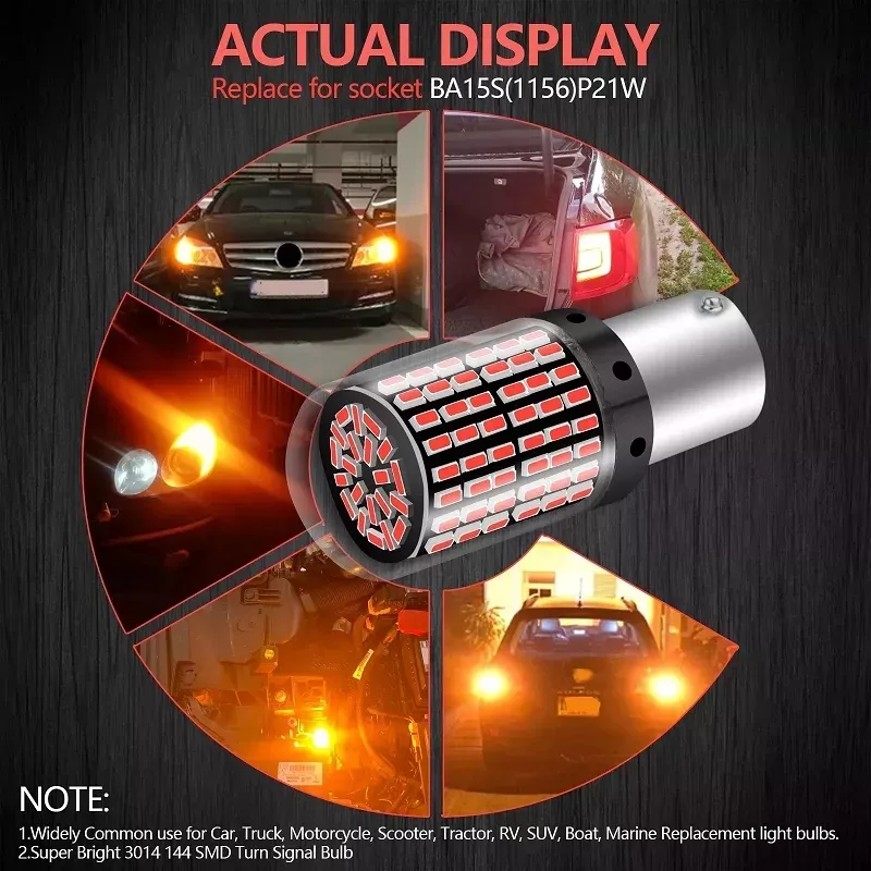 X2 AMPOLLETA 144 LED LUZ FRENO CANBUS 1 CONTACTO 1156 ROJO - 5