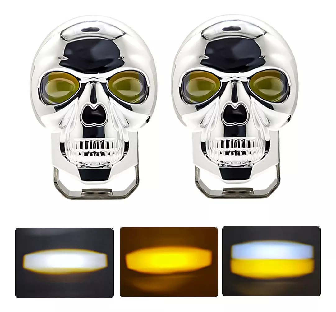 X2 FOCO NEBLINERO BICOLOR CALAVERA CROMAD TIPO LUPA AUTOMOTO - 1