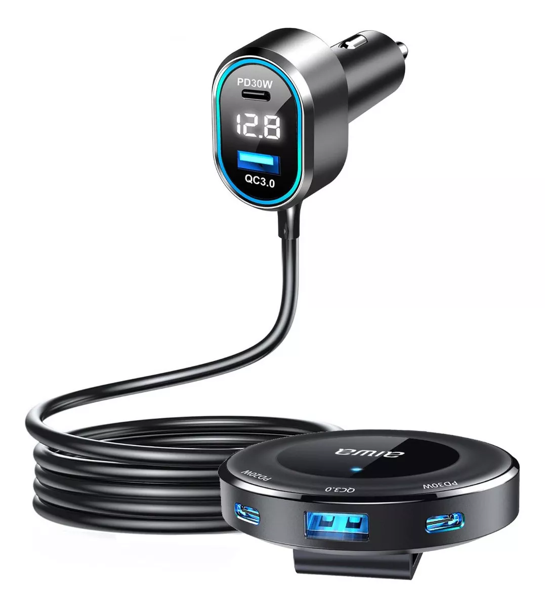 CARGADOR AIWA USB RAPIDO AUTO EXTENSION PASAJEROS TRASEROS