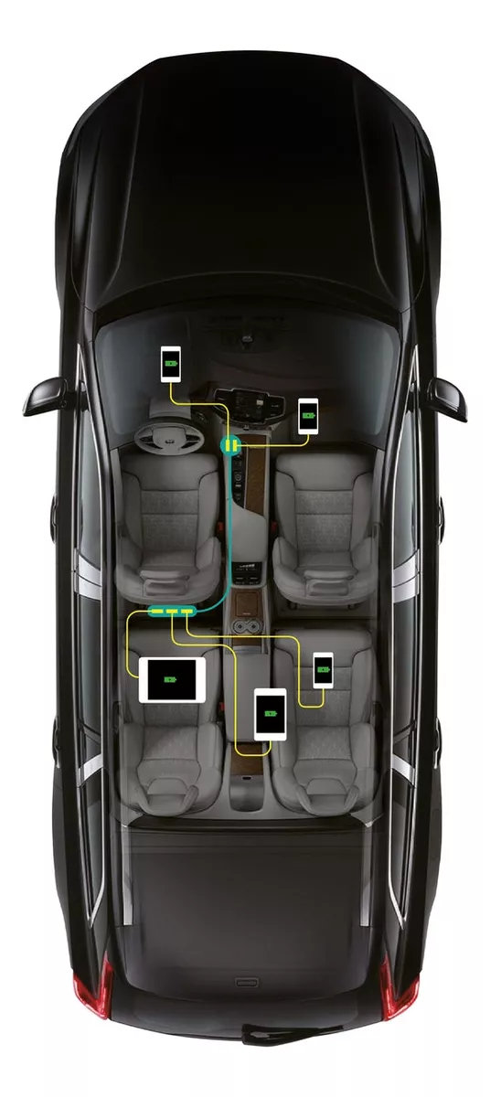 CARGADOR RÁPIDO D AUTO AIWA CON EXTENSIÓN PASAJEROS + CABLES - 4