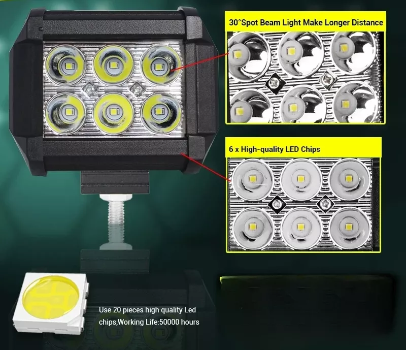 X2 FOCO LED NEBLINERO 18W ANTINIEBLA 6LED 12V AUTO CAMIONETA - 3