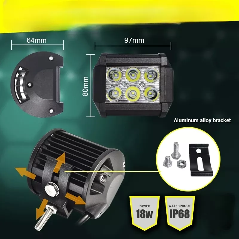 X2 FOCO LED NEBLINERO 18W ANTINIEBLA 6LED 12V AUTO CAMIONETA - 4