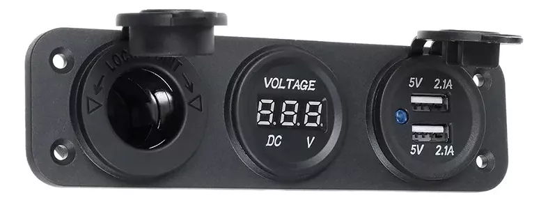 PANEL TRIPLE ADAPTADOR 2USB + VOLTÍMETRO + CENICERO 12-24V - 2