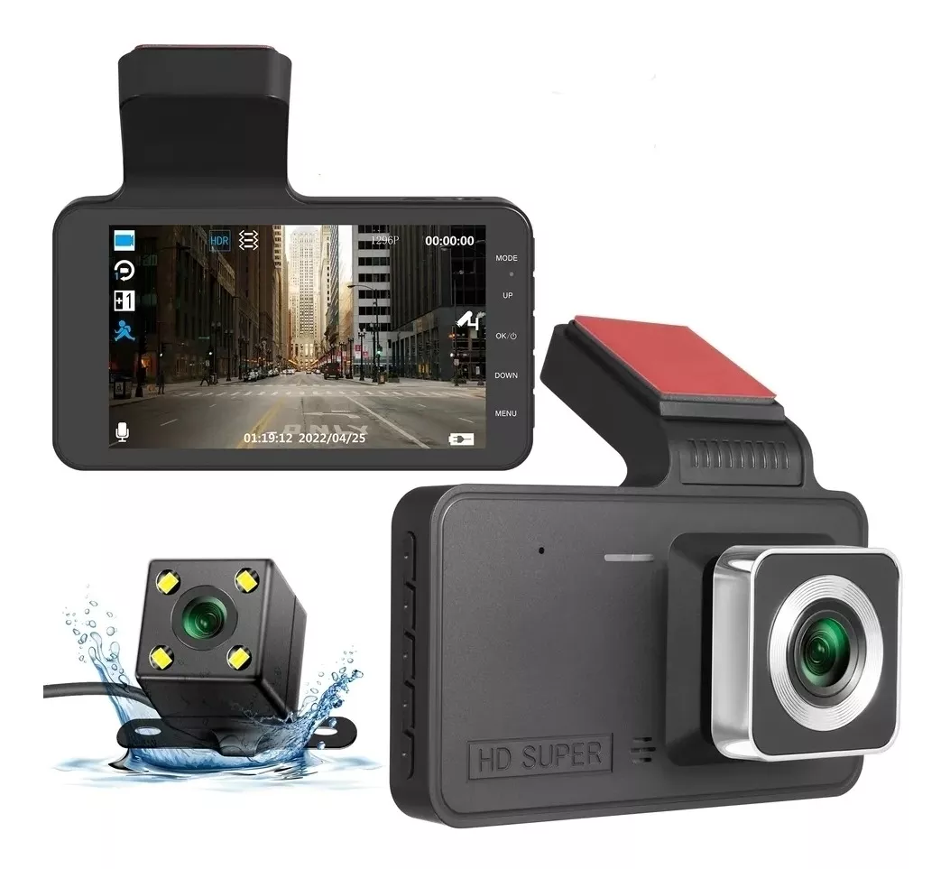 CÁMARA SEGURIDAD DASH CAM HD 1080P + CÁMARA RETROCESO DVR