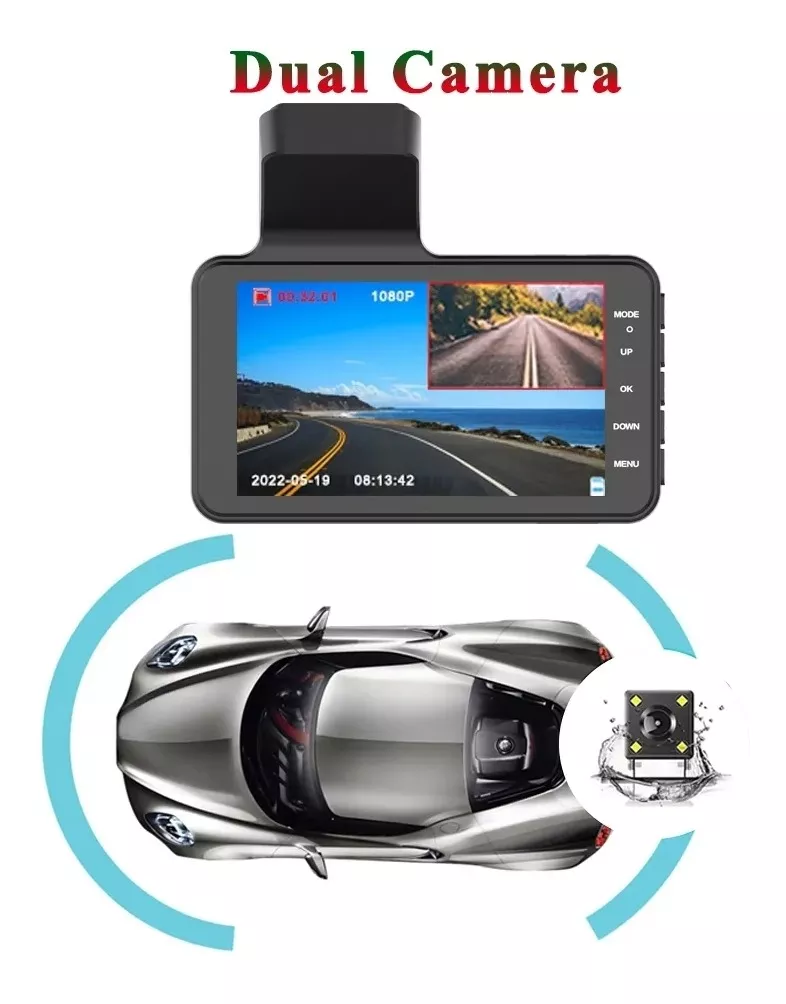 CÁMARA SEGURIDAD DASH CAM HD 1080P + CÁMARA RETROCESO DVR - 3