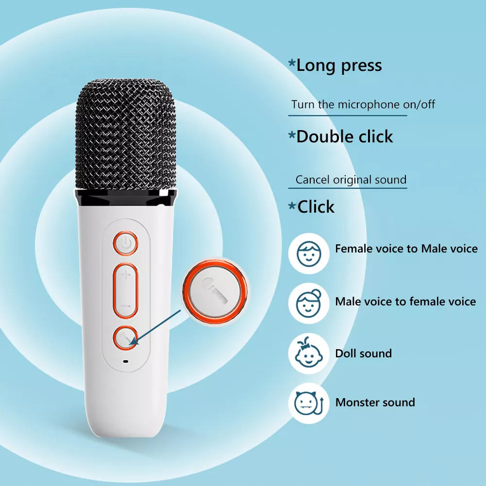 MINI KARAOKE PARLANTE BT CON LUZ + MICRÓFONO INALÁMBRICO RYC - 4
