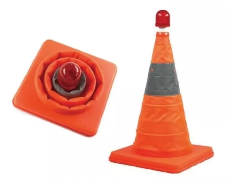 PACK X2 CONO EMERGENCIA RETRACTIL REFLECTANTE CON LUZ LED 50 CM - 3