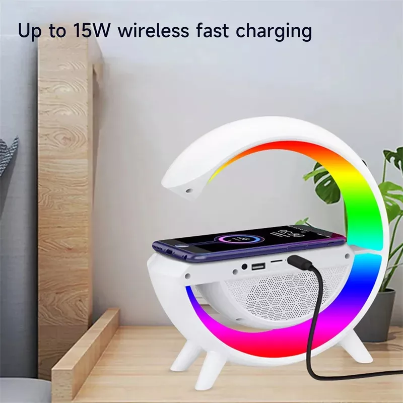 PARLANTE BLUETOOTH CN CARGADOR INALÁMBRICO + LÁMPARA LED RGB - 2