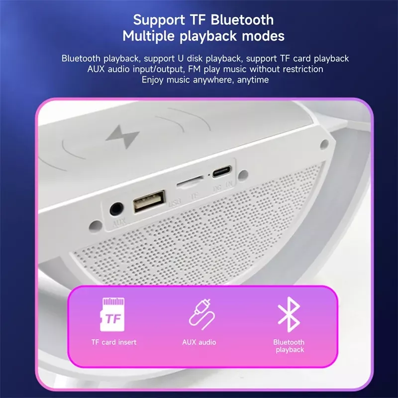PARLANTE BLUETOOTH CN CARGADOR INALÁMBRICO + LÁMPARA LED RGB - 3